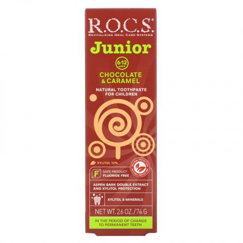 R.O.C.S., Junior, зубная паста со вкусом шоколада и карамели, для детей от 6 до 12 лет, 74 г (2,6 унции)