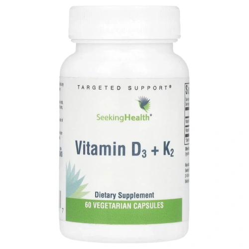 Seeking Health, Витамин D3 + K2, 60 вегетарианских капсул