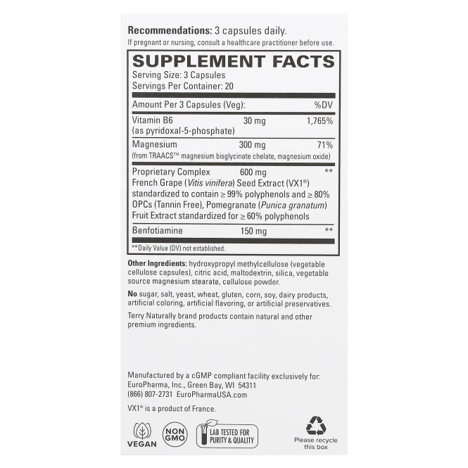 EuroPharma, Terry Naturally, Кардио VX1, 60 капсул