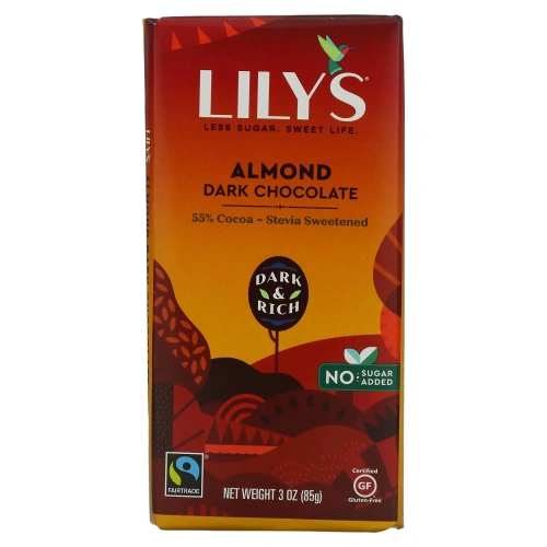 Lily's Sweets, Темный шоколад, миндальный, 3 унц. (85 г)