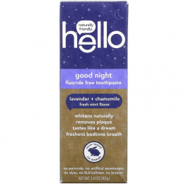 Hello, Good Night, Fluoride Free Toothpaste, Lavender + Chamomile, 3 oz (85 g)
