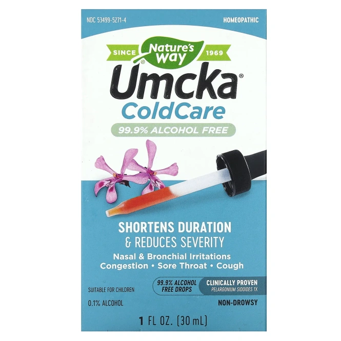 Nature's Way, Umcka, ColdCare, капли от простуды, не содержит спирт, 1 жидкая унция (30 мл)