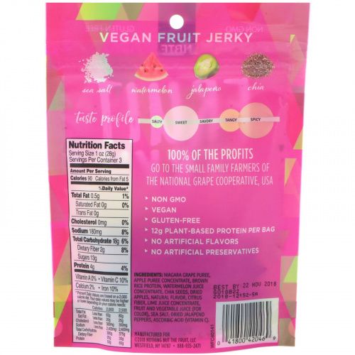Nothing But The Fruit, Fruit Jerky, Salted Watermelon, Jalapeno & Chia, 3 oz (85 g)