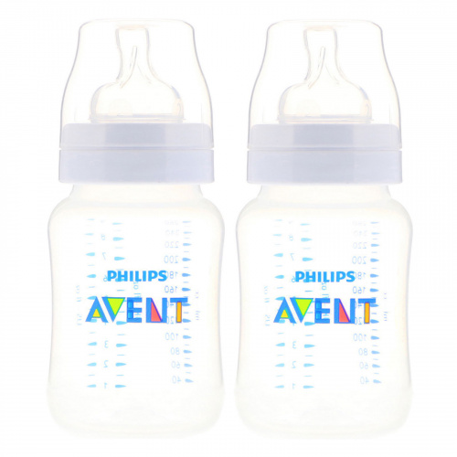 Philips Avent, Бутылочка против коликов, Возраст 1 + месяцев, 2 бутылочки, 9 унц. (260 мл) каждая