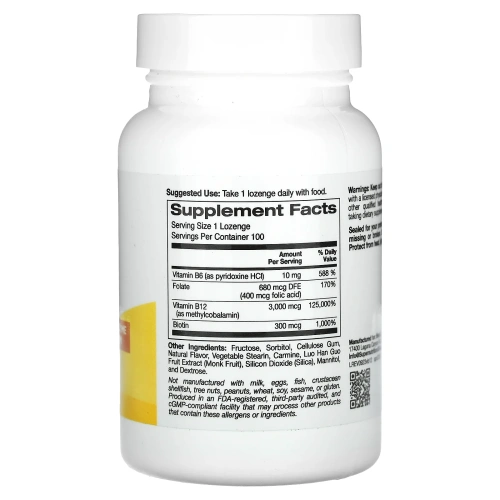Super Nutrition, витамин B12, со вкусом вишни, 3000 мкг, 100 пастилок