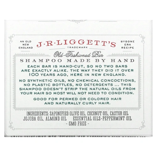 J.R. Liggett's, Old Fashioned Bar, шампунь, жожоба и перечная мята, 3,5 унции (99 г)