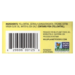 Wild Planet, Филе дикого желтохвоста без кожи и без костей, в оливковом масле первого отжима, 125 г (4,4 унции)