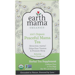 Earth Mama, Organics, 100% Organic Peaceful Mama Tea, Relaxing Citrus Chamomile, 16 Tea Bags, 1.23 oz (35 g)