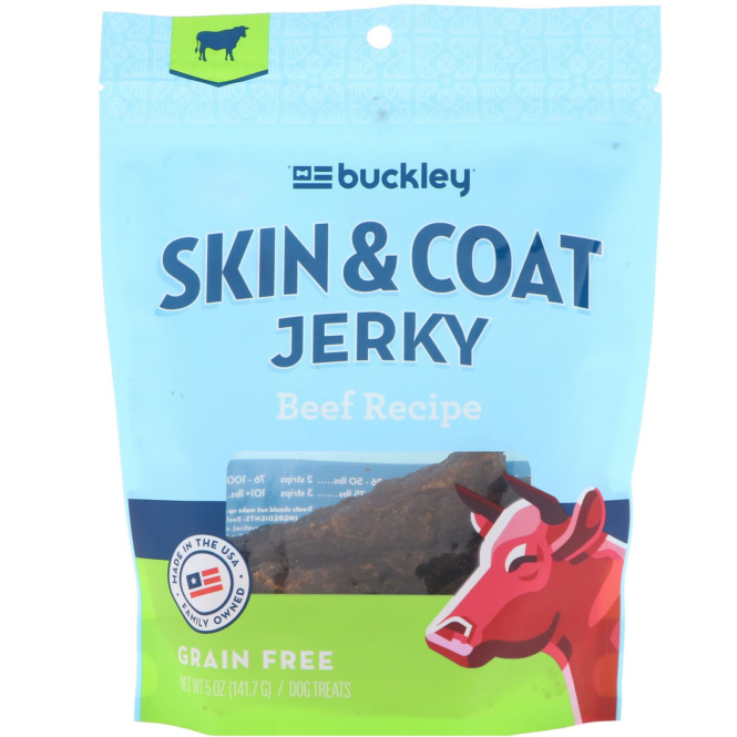 Buckley, Skin & Coat Jerky, Beef Recipe, 5 oz (141.7 g)