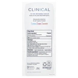 Secret, Антиперспирант / дезодорант с клинической силой, невидимое твердое вещество, защита в виде порошка, 2,6 унции (73 г)