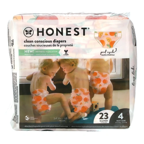 The Honest Company, Honest Diapers, Size 4, 22 - 37 Pounds, Rose Blossom, 23 Diapers