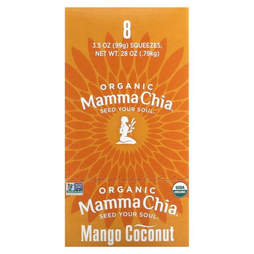 Mamma Chia, Органический сок чиа, энергетическая закуска, манго-кокос, 8 пачек, 3.5 унции (99 г) шт.