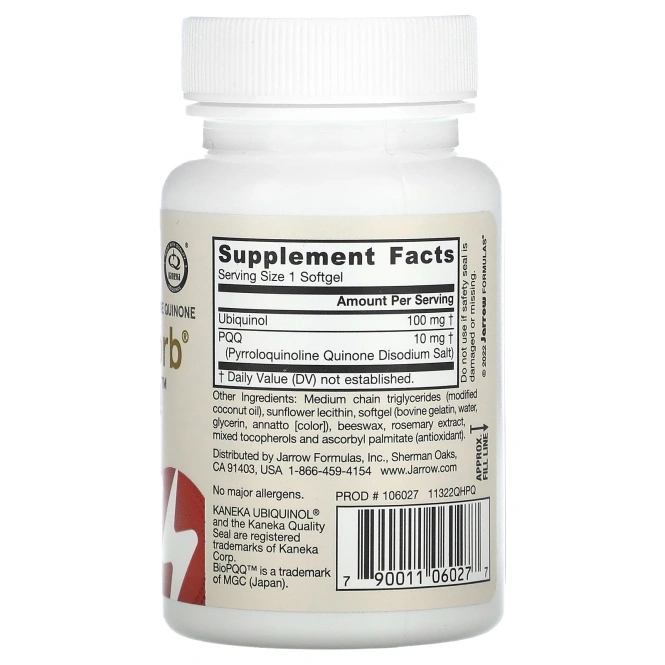 Jarrow Formulas, Убихинол, QH+ PQQ, 30 гелевых капсул