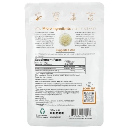 Micro Ingredients, витамины D3 и K2, 300 мягких таблеток