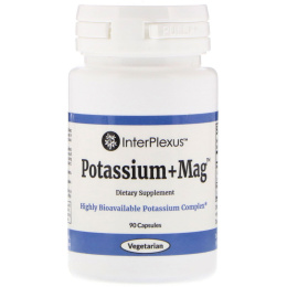 InterPlexus Inc., Potassium+Mag, 90 капсул
