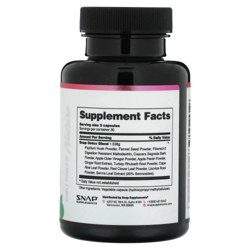Snap Supplements, Detox, улучшенная очищающая смесь, 60 капсул