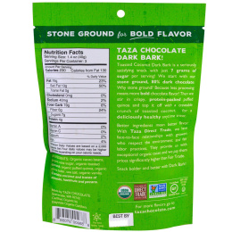 Taza Chocolate, Органические 80%-ные Dark Bark Chocolate Snacking Thins, жареный кокос, 119 г (4,2 унц.)