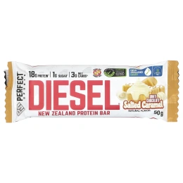 PERFECT Sports, Diesel, новозеландский протеиновый батончик, белый шоколад с соленой карамелью, 12 батончиков по 50 г