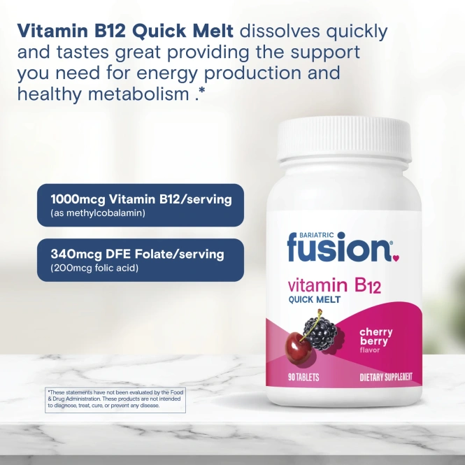 Bariatric Fusion, витамин B12 Quick Melt, вишня, 90 таблеток