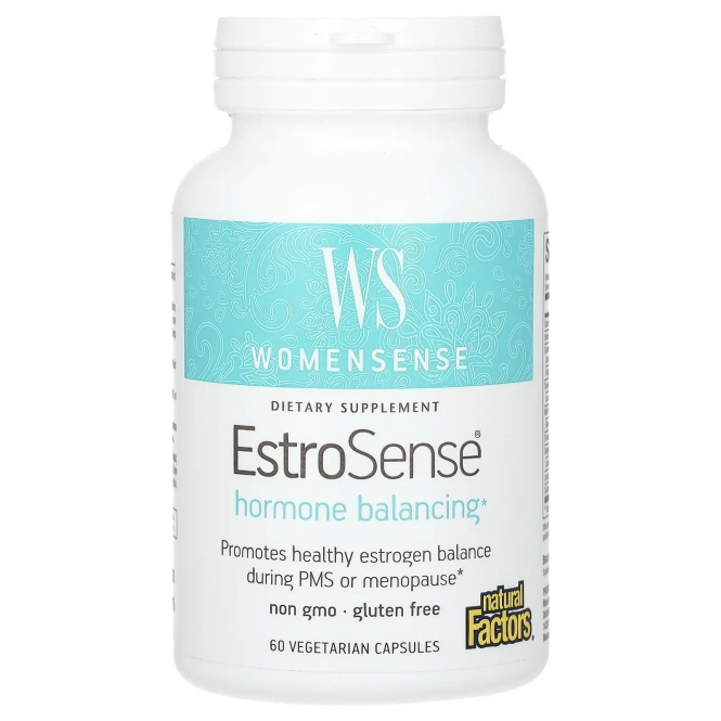 Natural Factors, WomenSense, EstroSense, баланс гормонов, 60 вегетарианских капсул