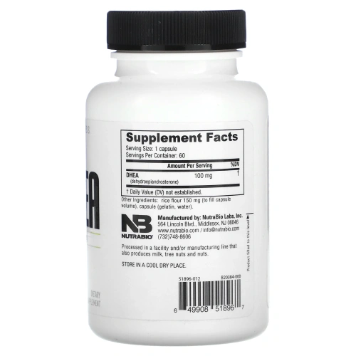 NutraBio, ДГЭА, 100 мг, 60 капсул