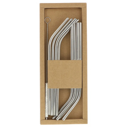 Wowe, Соломинки из нержавеющей стали, изогнутые, 8 соломинок + 1 очиститель из хлопка