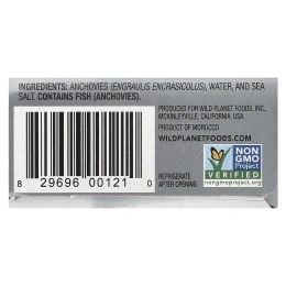 Wild Planet, дикие белые анчоусы, в воде с морской солью, 125 г (4,4 унции)