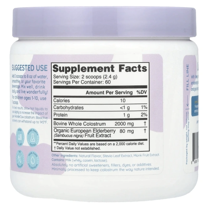 Wondercow, Порошок молозива, бузина, 146 г (5,15 °)