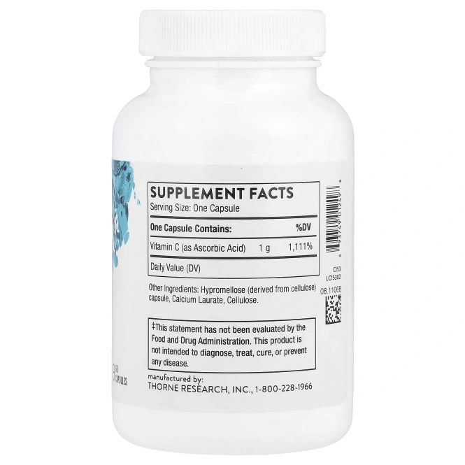 Thorne, аскорбиновая кислота (витамин C), 60 капсул