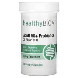 HealthyBiom, Пробиотики для людей старше 50 лет, 25 млрд КОЕ, 90 растительных капсул