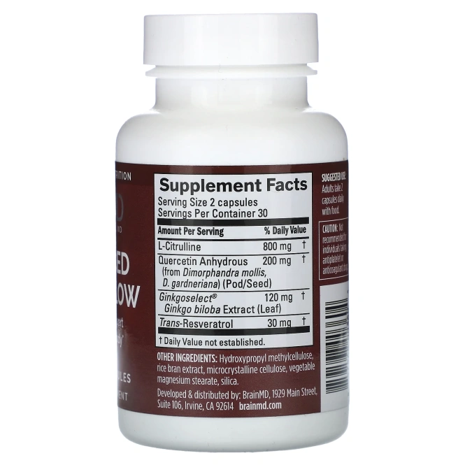 BrainMD, Advanced Blood Flow, улучшенный кровоток, 60 веганских капсул