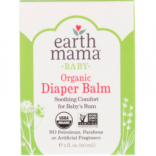 Earth Mama, Для малышей, Органический бальзам под подгузник, 2 ж. унц.(60 мл)