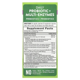 Nature's Truth, Ежедневный пробиотик и мультиферменты, 60 вегетарианских капсул