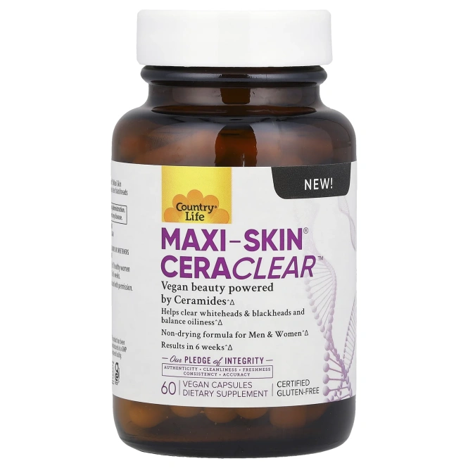 Country Life, Maxi-Skin Cera Clear, 60 веганских капсул
