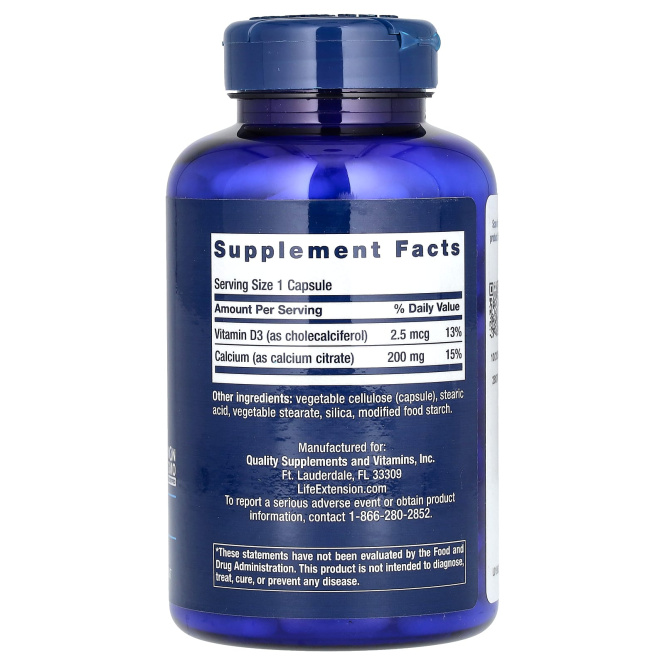 Life Extension, Цитрат кальция с витамином with D, 200 вегетарианских капсул