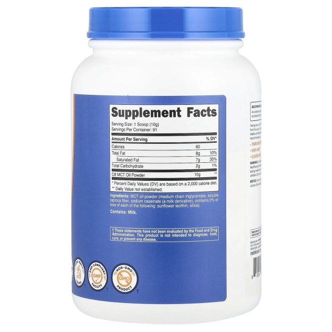 Nutricost, MCT масло в порошке, без добавок, 907 г (32,4 унции)