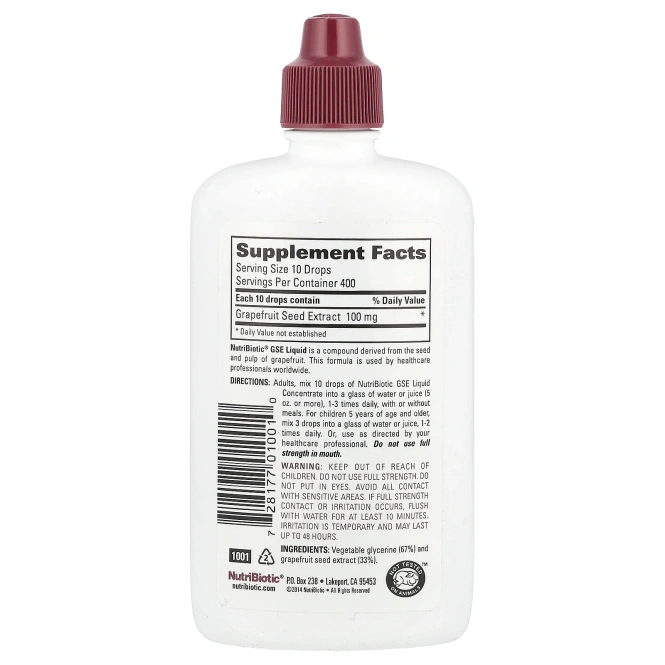 Экстракт зерен Грейпфрута GSE NutriBiotic , жидкий концентрат, 4 жидких унций (118 мл)