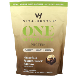 VitaHustle, One Superfood Protein, протеин из суперфудов, шоколад и арахисовая паста с бананом, 654 г (1,44 фунта)