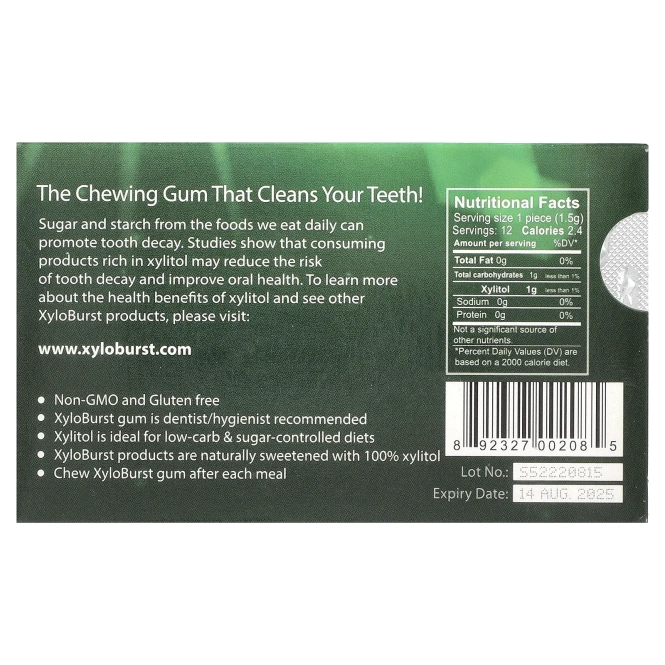 Xyloburst, ксилитоловая камедь, мята, 12 шт.