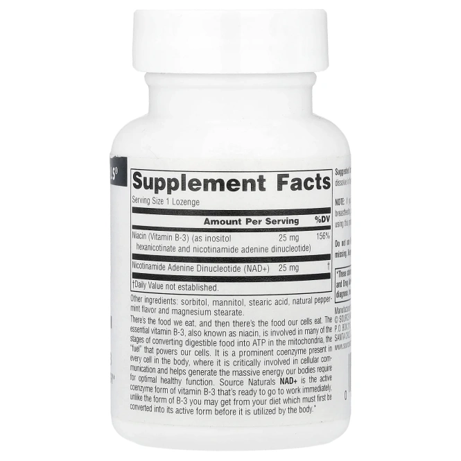 Source Naturals, NAD+, коферментированный витамин B3, 30 пастилок