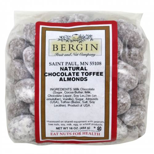 Bergin Fruit and Nut Company, Натуральный продукт, Шоколад, ириска, миндаль, 16 унц. (454 г)