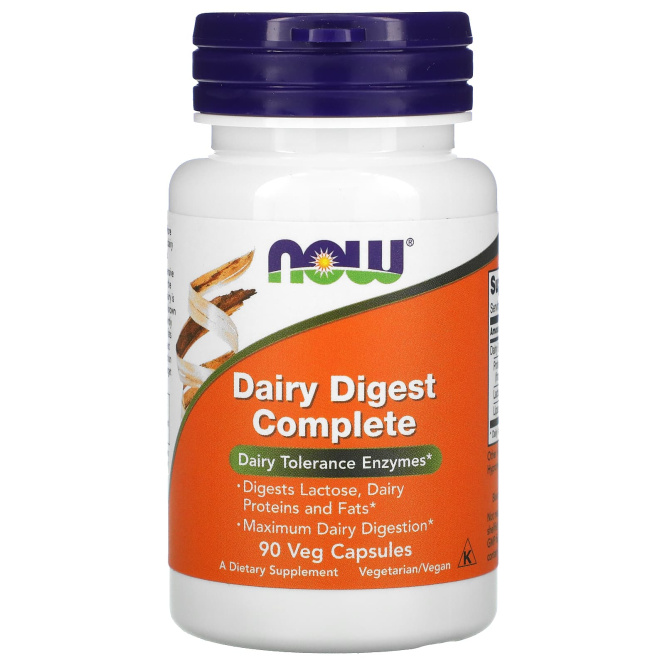 Now Foods, Dairy Digest Complete, 90 растительных капсул