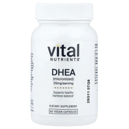 Vital Nutrients, ДГЭА (микронизированный), 25 мг, 60 веганских капсул