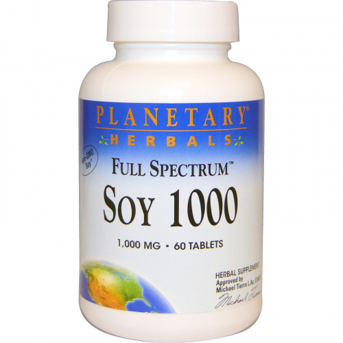 Planetary Herbals, Соя-1000 полного спектра, 1000 мг, 60 таблеток