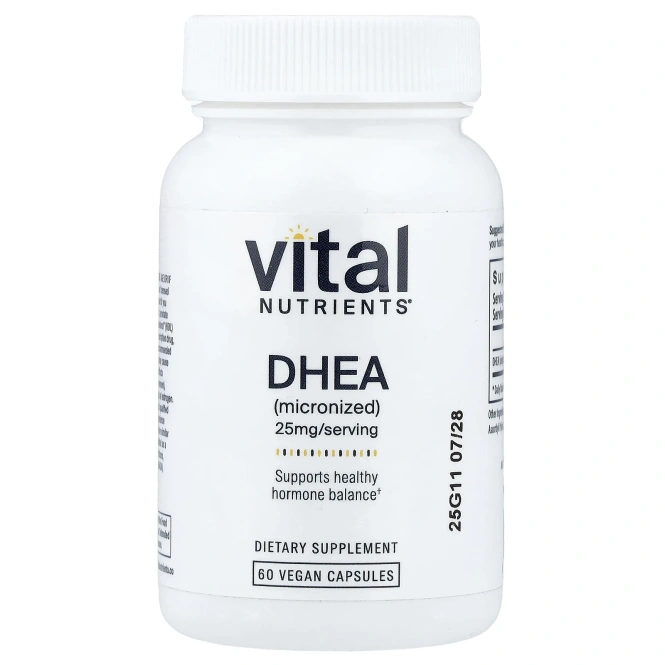 Vital Nutrients, ДГЭА (микронизированный), 25 мг, 60 веганских капсул