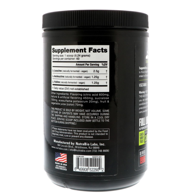 NutraBio Labs, Аминоскислоты с разветвленнной цепью (BCAA) 5000, виноград, 0,83 фунта (374 г)