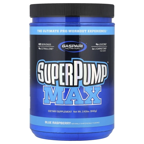 Gaspari Nutrition, СуперПамп Макс, синий малиновый лед, 1,41 фунт (640 г)