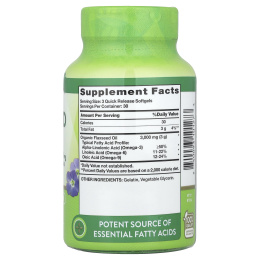 Nature's Truth, Льняное масло, холодный отжим, 3000 мг, 90 капсул быстрого высвобождения (1000 мг в каждой капсуле)