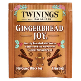 Twinings, ароматизированный черный чай, Gingerbread Joy®, 20 чайных пакетиков, 40 г (1,41 унции)