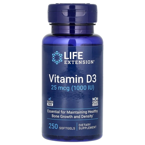 Life Extension, Витамин D3, 1000 МЕ, 250 капсул